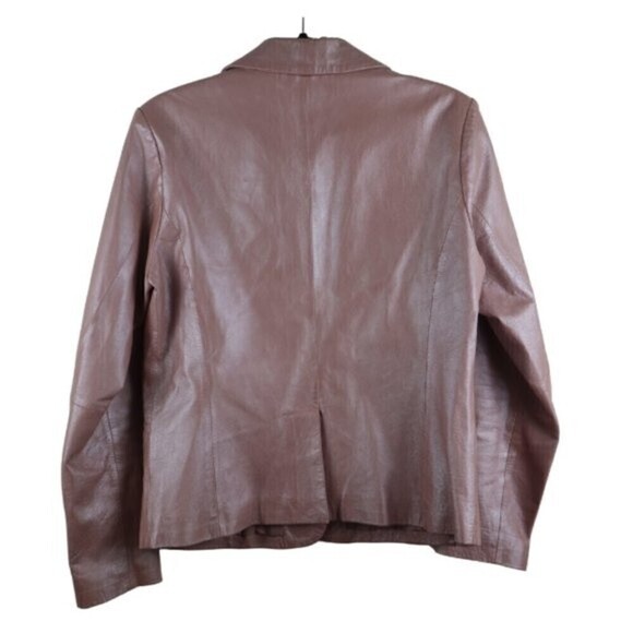 Bernardo Size M Pink Metallic Faux Leather Blazer Single Breasted Jacket Barbie - Picture 13 of 13